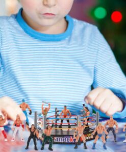 Liberty Imports Ultimate 32-Piece Wrestling Miniature Toys for Kids Pretend Play, Wrestler Figures with 2 Rings & Realistic Accessories for Boys and Girls, Great for Cake Toppers, Parties 28 7189WNaDwL