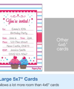 30 Cupcake Birthday Invitations with Envelopes (30 Pack) - Kids Birthday Party Invitations for Girls or Boys 8 718ATjwhBzL