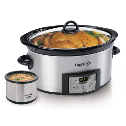 Crock-Pot 6-Quart Countdown Programmable Oval Slow Cooker with Dipper, Stainless Steel, SCCPVC605-S 6 Quart