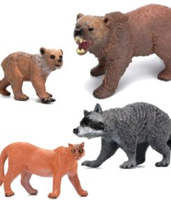 Woodland Animals 10-Piece Figurine Set: Realistic Elk, Wolf, Bear, Raccoon, Lynx, Deer Toys for Kids & Cake Toppers 11 718AnBV6ooL