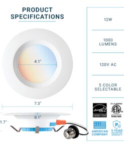 PARMIDA (6 Pack) 5/6 Inch 5CCT LED Recessed Lighting, Dimmable, 12W, 1000LM, 2700K/3000K/4000K/5000K/6000K 5 Color Selectable, Baffle Trim Retrofit Can Light, Wet Rated, ETL & Energy Star Certified 6000K/5000K/4000K/3000K/2700K - 5CCT 9 718BxJUSX L