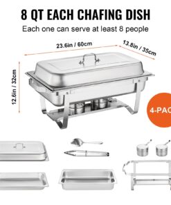 Alternative view of Mophorn Chafing Dish 4 Packs 8 Quart Stainless Steel Chafer Full Size Rectangular Chafers for Catering Buffet Warmer Set with Folding Frame