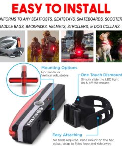 BLITZU 2023 Cyborg 168H Bike Headlight or 168T Tail Light USB Rechargeable LED Bicycle Lights Set Front Back Night Riding, Cycling Safety Reflector Accessories 168t (Rear Bike Light) 29 718CaMj9m1L