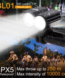 SecurityIng Waterproof 700 Lumens LED Bicycle Light 4 Modes Super Bright Bike Lamp Headlight + 8.4V Rechargeable Battery Pack + Charger for Camping, Cycling, Hiking, Riding 25 718CsVO2a2L