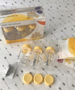 Medela Breast Milk Storage Bottles, 3 Pack of 5 Ounce Breastfeeding Bottles with Slow Flow Nipples, Lids, Wide Base Collars, and Travel Caps, Made Without BPA 3 Count (Pack of 1) 36 718F0XHt2QL