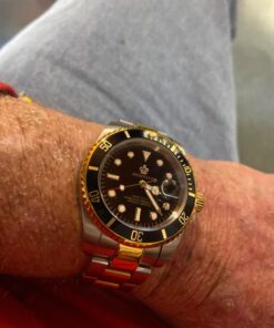 FANMIS Mens Luxury Watches Rotatable Bezel Sapphire Glass Luminous Quartz Silver Gold Two Tone Stainless Steel Watch Gold Black 41 718FZpRQJEL