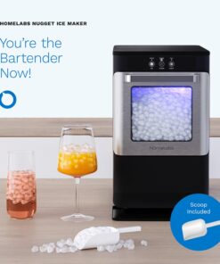 hOmeLabs Countertop Nugget Ice Maker - Stainless Steel with Touch Screen - Portable and Compact - Chewable Nugget Ice Machine - Produces Up to 44lb of Ice Per Day Nugget Ice Maker (Premium) 17 718FcFCyPpL