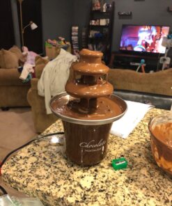 Nostalgia 8-Ounce Chocolate Fondue Fountain, Half-Pound Capacity, Easy to Assemble 3 Tiers, Perfect for Nacho Cheese, BBQ Sauce, Ranch, Liqueurs, 0.5 Pound, Brown 20 718FjhUffzL