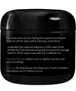 Pure Body Naturals Hair Gel for Men, Natural Ingredients and Chemical Free with Hydrating Aloe For Firm, Healthy Hair, 4 Fl Oz 11 718L3Jma5ZL