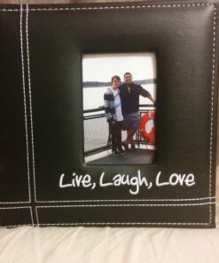 Pioneer Photo Albums Embroidered Live, Laugh, Love Black Sewn Leatherette Frame Cover Album for 4"x6" Prints 33 718LTcizSL