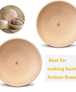 FORSUN Round Bread-Banneton-Proofing-Rising-Basket Rattan Brotform Bread Dough Set 8.5 inch for Home Bakers 8.5 inch Round bread proofing basket 25 718MRCSAMmL