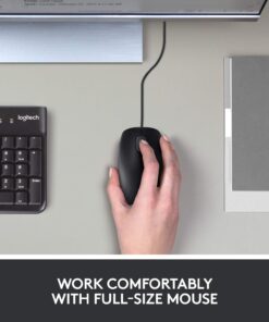 Alternative view of Logitech B100 Corded Mouse, Wired USB Mouse for Computers and Laptops, Right or Left Hand Use - Black 1 Count (Pack of 1)