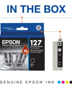 EPSON 127 DURABrite Ultra Ink Black Cartridge For NX-530, NX-625, WF-3520, WF-3530, WF-3540, WF-545, WF-60, WF-630, WF-633, WF-635, WF-645, WF-7010, WF-7510, WF-7520, WF-840, WF-845 12 718NaRMx5ML