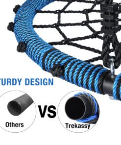 Alternative view of Trekassy 750 lb Spider Web Saucer Swing 40 inch for Tree Kids with Steel Frame and 2 Hanging Straps Blue