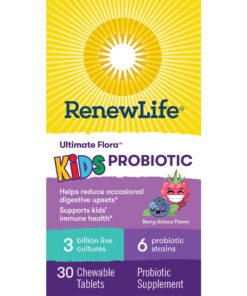 Renew Life Kids Chewable Probiotic Tablets, Daily Supplement Supports Digestive and Immune Health, Berry-licious Flavor, Dairy, Soy and gluten-free, 3 Billion CFU, 30 Count 30 Count (Pack of 1) 33 718OdK8DgwL