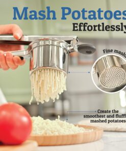 PriorityChef Large 15oz Potato Ricer, Heavy Duty Stainless Steel Potato Masher and Ricer Kitchen Tool, Press and Mash Kitchen Gadget For Perfect Mashed Potatoes - Everytime Black 23 718OpPPhMTL