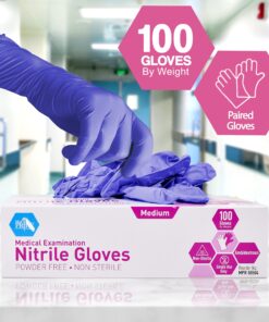 MedPride Powder-Free Nitrile Exam Gloves, Iris Blue, Medium, Box/100 Medium (Pack of 100) 32 718PZiJ301S