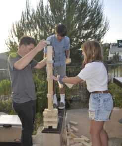 Yard Games Giant Tumbling Timbers with carrying case starts at 2.5-feet tall and builds to 5-feet 30 Inch Natural 41 718PiOdLrwL