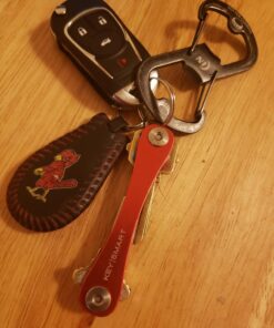 KeySmart Key Holder for Keychain Key Ring - Compact Key Organizer Key Chain Key Case, Minimalist Pocket-Sized EDC Keychain, Loop Piece for Car Fobs, Expandable (up to 14 Keys, Red) 33 718QYZlnv8L