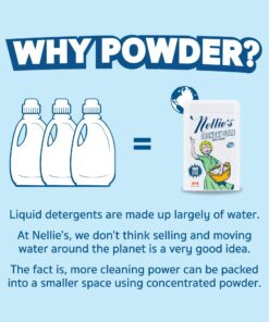 Nellie's Laundry Soda - Concentrated Laundry Detergent Powder - 100 Loads - Eco-Friendly, Vegan, Hypoallergenic, Fragrance-Free, and Non-Toxic Formula Fragrance Free 3.3 Pound (Pack of 1) 27 718Rxy48zcL