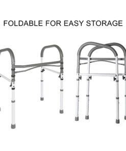 Vaunn Deluxe Folding Safety Toilet Rail, Adjustable and Foldable Toilet Safety Frame, Bathroom Handrail Assist Grab Bar Handle, Gray 31 718TC4qmk8L