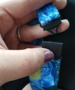 Vincent Van Gogh The Starry Night Print Lanyard with PU Leather ID Badge Holder Wallet with 3 Card Pockets, Safety Breakaway Clip & Matching Note Card. Gift of Carabiner Keychain Flashlight. Breakaway + Keychain Light 38 718UQIQaJL