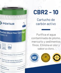 Alternative view of Pentair Pentek CBR2-10 Carbon Water Filter, 10-Inch, Under Sink Carbon Block Multi-Media Replacement Cartridge, 10" x 2.5", 0.5 Micron Standard