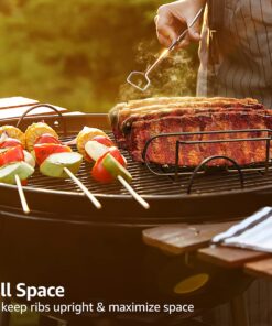 Alternative view of Sorbus® Non-Stick Rib Rack - Porcelain Coated Steel Roasting Stand – Holds 4 Rib Racks for Grilling & Barbecuing - Perfect BBQ Accessories for Smoker and Grill - Durable and Convenient Design (Black)