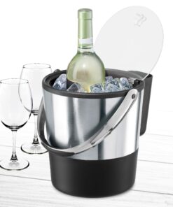 Oggi Insulated Ice Bucket, 4 Quart / 3.8 L, Stainless Steel, Black 4-Quart Stainless Steel Bucket with Ice Scoop 27 718VtGH3dZL