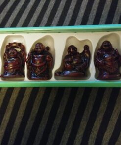 JapanBargain 3578, Set of 6 Buddha Statues Laughing Buddha Lucky Buddha Happy Buddha Gods Figures Fengshui Decoration, Rosewood Color 46 718WMYIYzUL