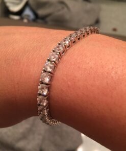 Amazon Collection Sterling Silver Tennis Bracelet set with Round Cut Infinite Elements Cubic Zirconia, White/Platinum 7.25" 4 mm 21 718XOEuJGhL