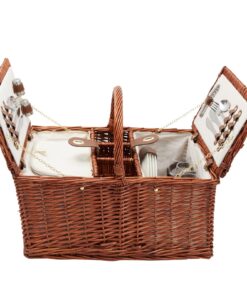Juvale Wicker Picnic Basket for 4 with Utensils, Glasses, and Insulated Cooler Bag - Luxury Camping, Picnic Essentials, Picnic Kit 47 718Zh8YUxCL