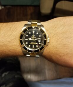 FANMIS Mens Luxury Watches Rotatable Bezel Sapphire Glass Luminous Quartz Silver Gold Two Tone Stainless Steel Watch Gold Black 36 718bONO9sAL