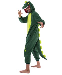 Spooktacular Creations Unisex Adult Dinosaur jumpsuit Pajamas Plush Dinosaur Suit Cute Green Themed Party Halloween Small 15 718cDOv5tPL
