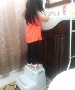 Dual Height 2 Step Stool for Kids | Slip Resistant Soft Grip Toddler's Stool for Potty Training and Use in The Bathroom or Kitchen | BPA Free for Comfort and Safety (1 Pack, Grey) 1 Count (Pack of 1) Gray 39 718crdCb18L