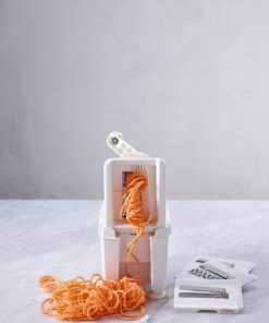 Paderno World Cuisine 4-Blade Folding Vegetable Slicer / Spiralizer Pro, Counter-Mounted and includes 4 Different Stainless Steel Blades Folding 4-Blade White 39 718dyziJT9L