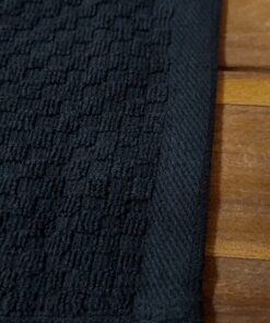 Cotton Craft - 8 Pack - Euro Cafe Waffle Weave Terry Kitchen Towels - 16x28 Inches -Black - 420 GSM quality -Ringspun 2 Ply Cotton - Highly Absorbent Low Lint - Multi Purpose Black 33 718e3fsy1mL