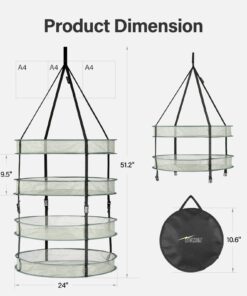 Alternative view of iPower GLDRYRD2L4 4Layer Green Mesh Hanging Herb Drying Rack Heavy Duty Ring for Hydroponic Plant, Free Storage Bag and Hook Included, 2Ft 4-Layer