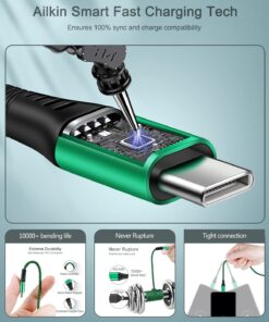 Alternative view of [4Pack/6FT] USB Type C to USB A Cable, 3A Fast Charging Long Android USBC Phone Power Charger Braided Cord for Samsung Galaxy S23 Ultra S22 S21 S20 A13 A53 iPhone 15 Pro Max Moto Android Type-C Cable 6 Feet USB C