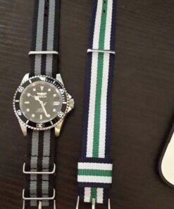 Benchmark Basics Nylon Watch Band - Waterproof Ballistic Nylon One-Piece Military Watch Straps for Men & Women - Choice of Color & Width - 18mm, 20mm, 22mm or 24mm Black / Grey Bond Striped 29 718fWbW2ZL