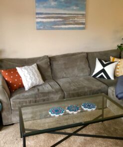 Woven Nook - Modern & Luxurious 18" x 18" Decorative Boho Throw Pillow Covers - Durable Quality & Machine Washable - Indy Design - Orange, Yellow, Black, and White - 4 Pack 35 718gp6m3keL