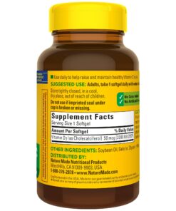 Nature Made Vitamin D3 2000 IU (50 mcg), Dietary Supplement for Bone, Teeth, Muscle and Immune Health Support, 250 Softgels, 250 Day Supply Unflavored 250 Count 20 718hDjxq81L