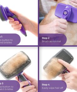 Alternative view of Hertzko Dog & Cat Brush, Dog Brush for Shedding, Cat & Dog Grooming, Self Cleaning Slicker Brush for Pets, Grooming Brushes for Long Short Haired Dogs Cats, Deshedding Brush, Rake, Comb | Original Self Clean Original Regular