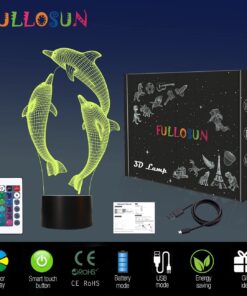FULLOSUN Night Light for Kids Ocean Dolphin 3D Night Light Porpoise Bedside Lamp with Remote Control 16 Color Changing Xmas Halloween Birthday Gift for Child Baby Girl 24 718kCIww7JS