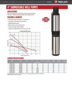 Red Lion RL12G07-2W2V 4-inch Submersible Deep Well Pump, 3/4 HP, 12 GPM 2-Wire, 230 Volts, Steel, 14942403 3/4 HP, 230 Volt 13 718mPB0dIML