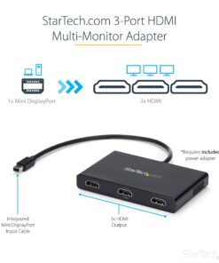 Alternative view of StarTech.com 3-Port Multi Monitor Adapter - Mini DisplayPort to HDMI MST Hub - Triple 1080p/Dual 4K 30Hz - Video Splitter for Extended Desktop Mode on Windows Only - mDP 1.2 to 3x HDMI (MSTMDP123HD)