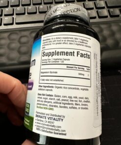 Innate Vitality Magnesium Glycinate 500mg, 70mg Elemental Magnesium per Cap, High Absorption, Non-GMO No Gluten, Nerve, Muscle, Bone, Heart Health, 120 Veggie Capsules 40 718o5Z 0B6L
