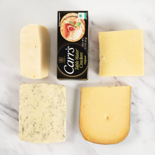 igourmet Four Snacking Cheeses for Everyone (2 pound - Includes the Delicious Cheddar, Gouda, Emmental, and Havarati Cheeses + Crackers + Cheese Bag