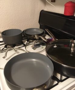 GreenPan Lima Hard Anodized Healthy Ceramic Nonstick 12 Piece Cookware Pots and Pans Set, PFAS-Free, Oven Safe, Gray 47 718puGGzrAL