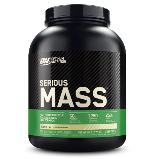 Optimum Nutrition Serious Mass, Weight Gainer Protein Powder, with Added Immune Support, Vanilla, 6 Pound (Packaging May Vary) 6 Pound (Pack of 1)